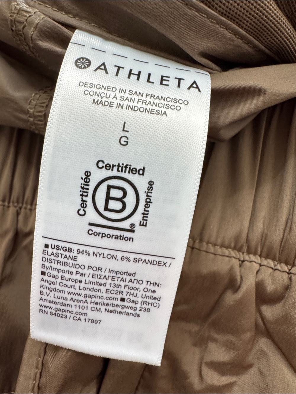 Athleta rise pantalon pants Brown nylon Lightweight Pull-On Track Pants NWT L - Picture 12 of 12